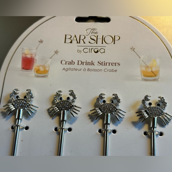Crab drink stirrers. Set of 4 zinc alloy and stainless steel. - Picture 3 of 4